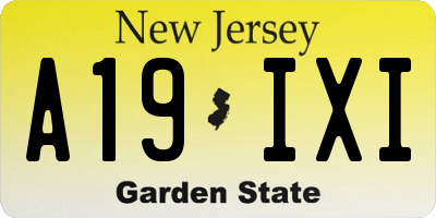 NJ license plate A19IXI