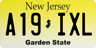 NJ license plate A19IXL