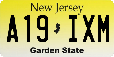 NJ license plate A19IXM