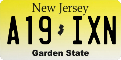 NJ license plate A19IXN