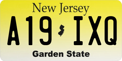 NJ license plate A19IXQ