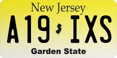 NJ license plate A19IXS