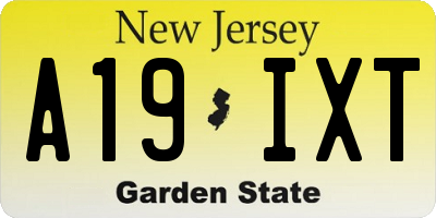 NJ license plate A19IXT