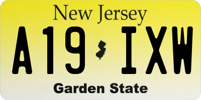 NJ license plate A19IXW