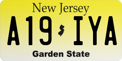 NJ license plate A19IYA