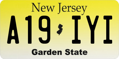 NJ license plate A19IYI