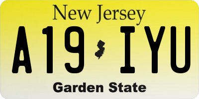 NJ license plate A19IYU