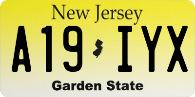 NJ license plate A19IYX