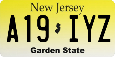 NJ license plate A19IYZ