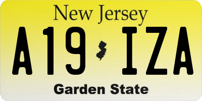 NJ license plate A19IZA