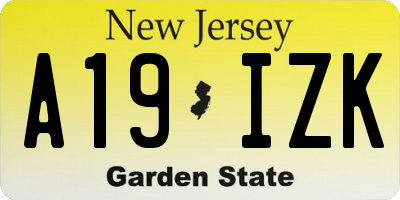 NJ license plate A19IZK