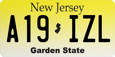 NJ license plate A19IZL