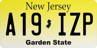 NJ license plate A19IZP