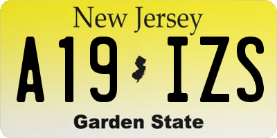 NJ license plate A19IZS