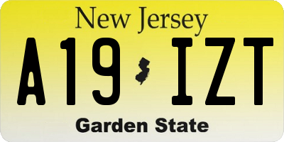 NJ license plate A19IZT