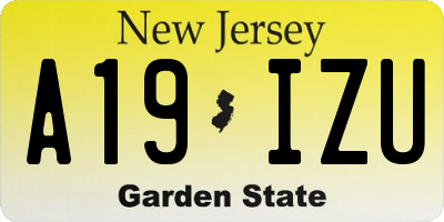 NJ license plate A19IZU