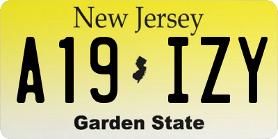NJ license plate A19IZY