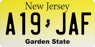 NJ license plate A19JAF