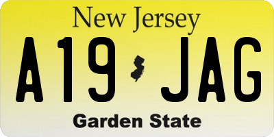 NJ license plate A19JAG
