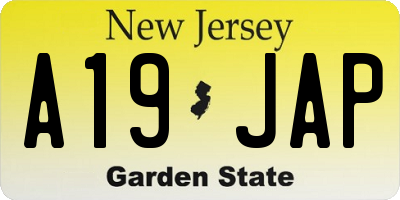 NJ license plate A19JAP