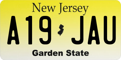 NJ license plate A19JAU