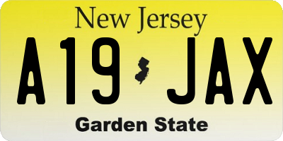 NJ license plate A19JAX