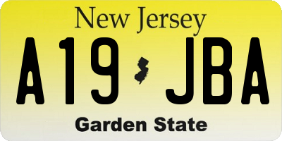 NJ license plate A19JBA