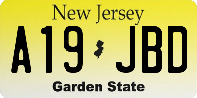 NJ license plate A19JBD