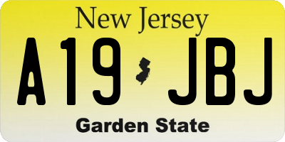 NJ license plate A19JBJ