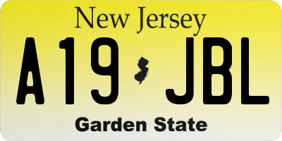 NJ license plate A19JBL