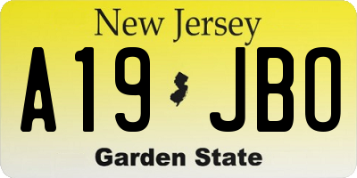 NJ license plate A19JBO