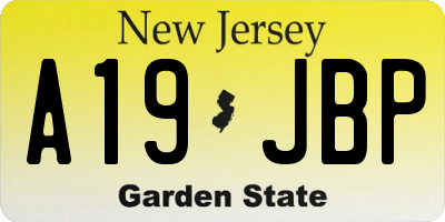 NJ license plate A19JBP