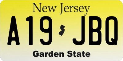 NJ license plate A19JBQ