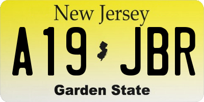 NJ license plate A19JBR