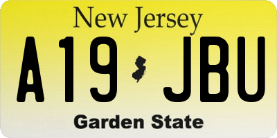 NJ license plate A19JBU