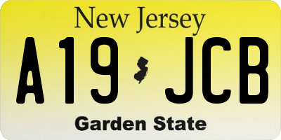 NJ license plate A19JCB