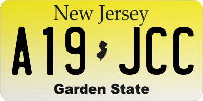NJ license plate A19JCC