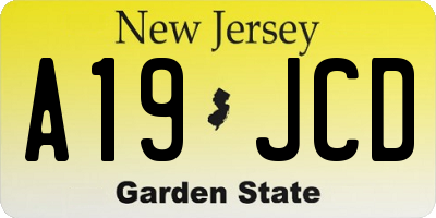 NJ license plate A19JCD