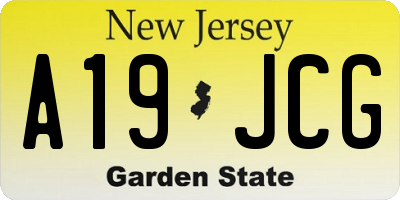 NJ license plate A19JCG