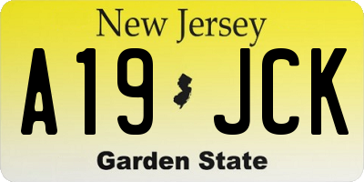 NJ license plate A19JCK