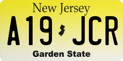 NJ license plate A19JCR
