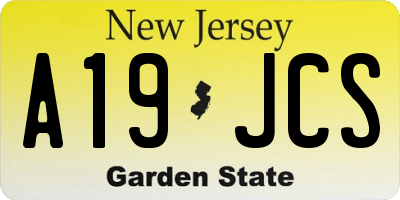 NJ license plate A19JCS
