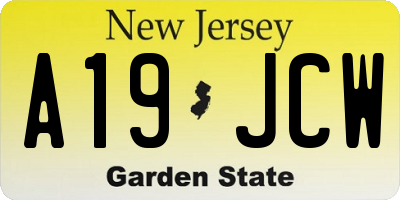 NJ license plate A19JCW
