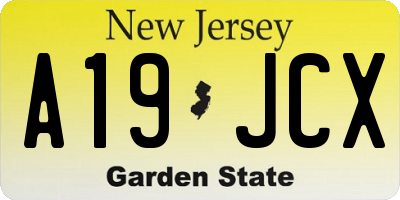 NJ license plate A19JCX