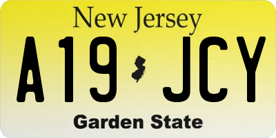 NJ license plate A19JCY