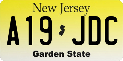 NJ license plate A19JDC