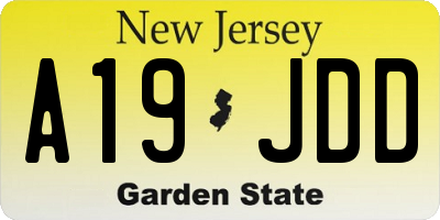 NJ license plate A19JDD