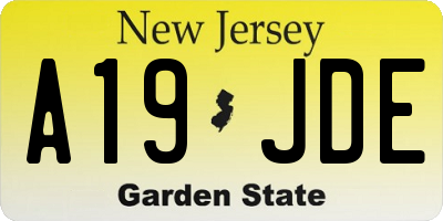 NJ license plate A19JDE