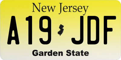 NJ license plate A19JDF