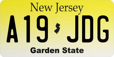 NJ license plate A19JDG
